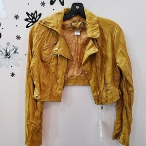 NWT Camin Los Angeled Crinkle Faux Leather Jacket